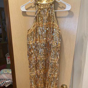 Weissman Gold Fringe Costume W/ Hair Clips